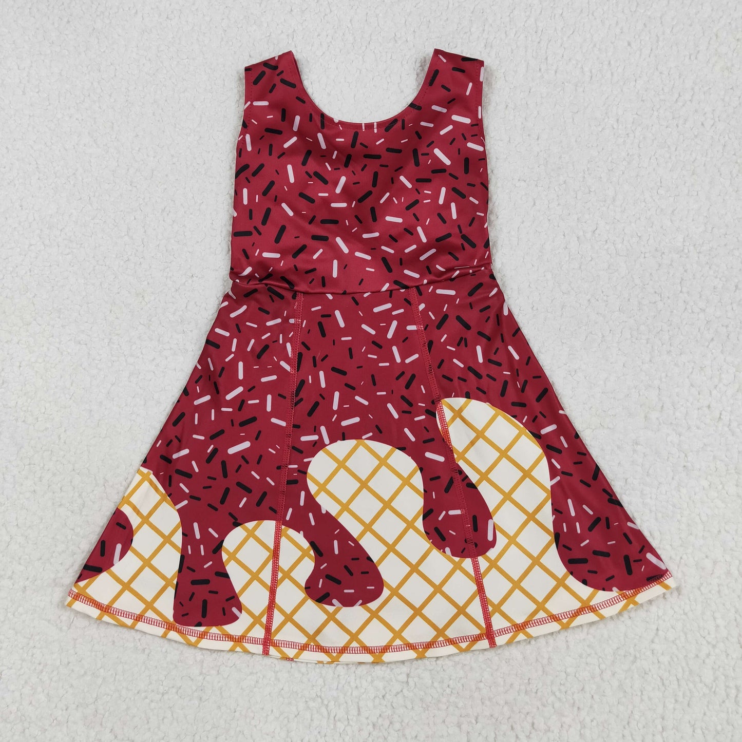 Baby Kids Toddler Dark Red Drips Yoga Dress Milk Silk Shirt Sibling Team Clothes RTS