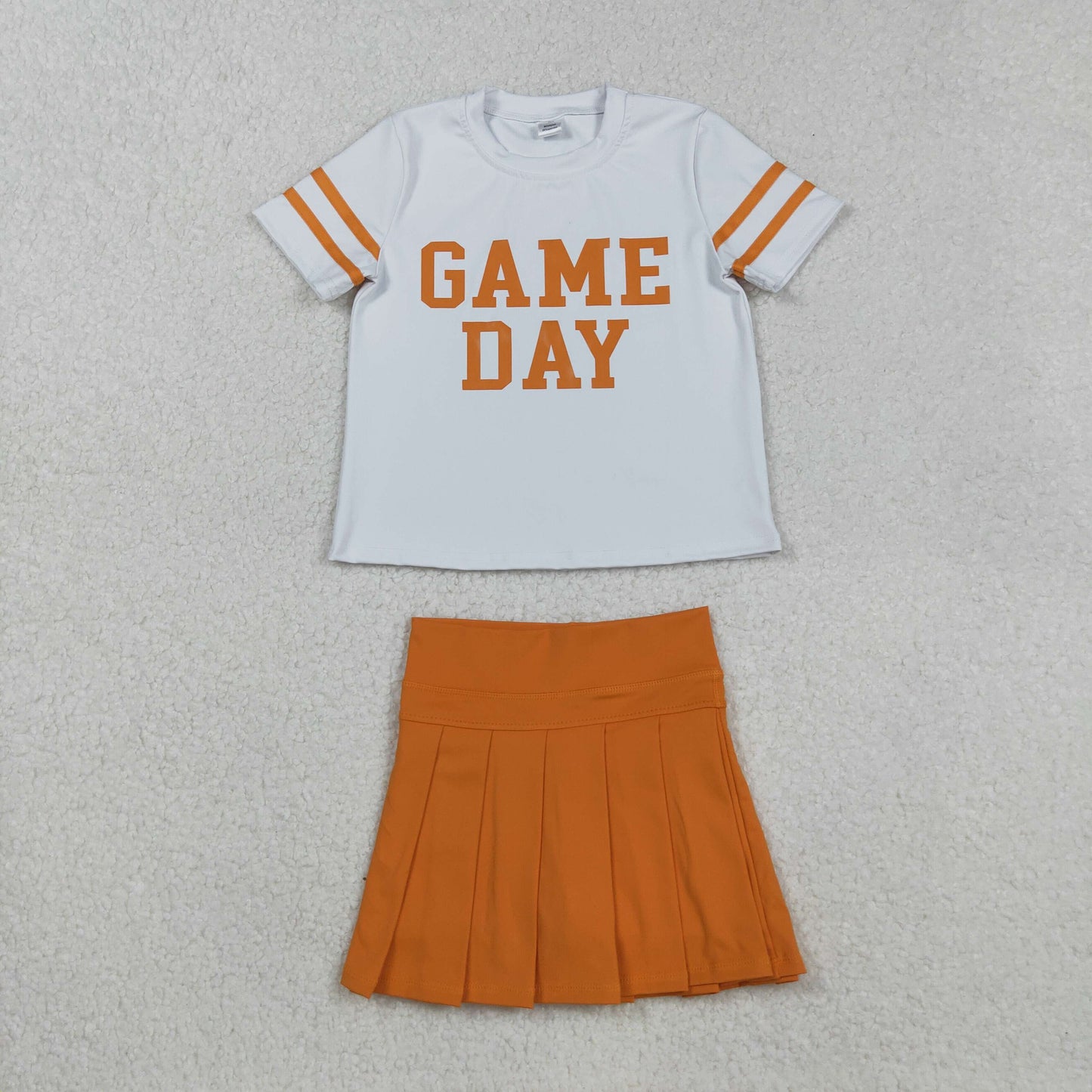 Sibling Baby Girls Game Day Tee Shirts Tops Pleated Skirts Short Yoga Active Team Clothes Sets