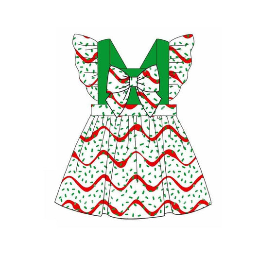 ( Moq 5 ) Preorder Baby Girls Kids Short Sleeves Cake Sprinkles Christmas Knee Length Dress