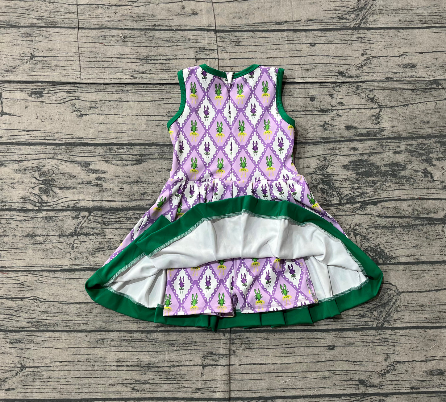 Baby Girls Kids Sleeveless Crawfish Skort Yoga Active Mardi Gras Dress RTS