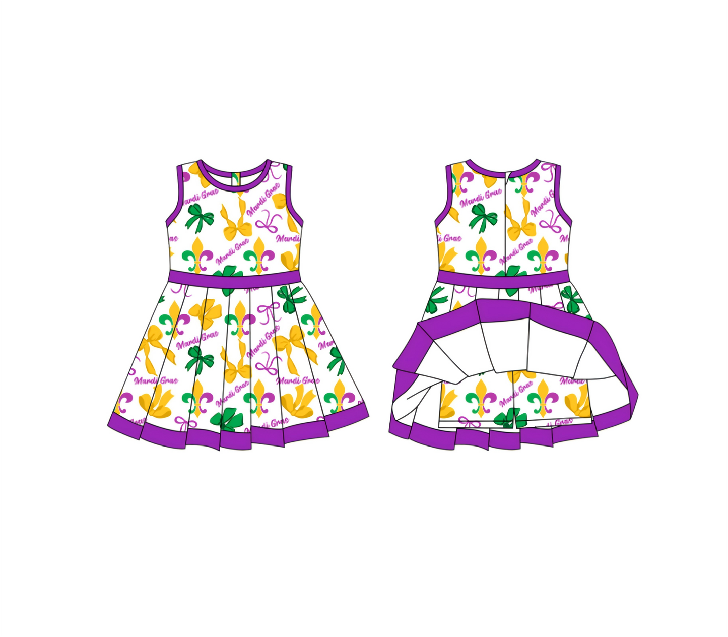 ( Moq 5 ) Preorder Girls Kids Anchors Bows Mardi Gras Yoga Active Shorts Dress