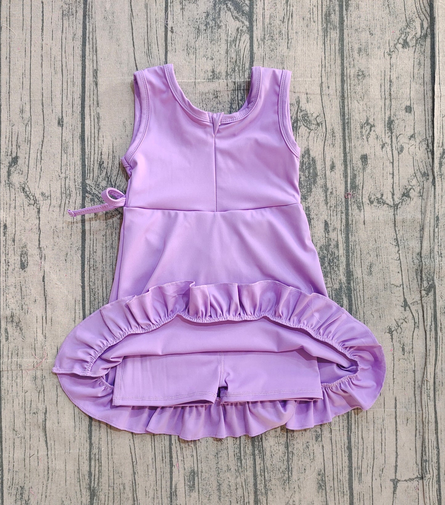 Baby Girls Sleeveless Ruffle Knee Length Yoga Purple Dress with Shorts RTS