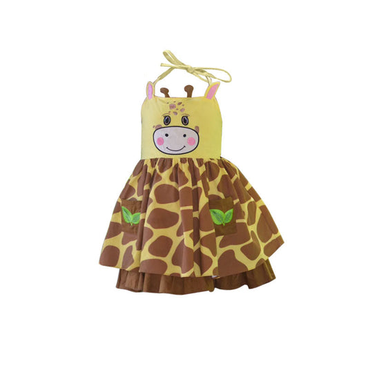 ( Moq 5 ) Preorder Baby Girls Straps Brown Knee Length Dress