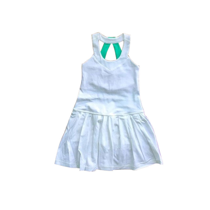 ( Moq 5 ) Preorder Baby Girls Sleeveless White Yoga Shorts Purple Dress