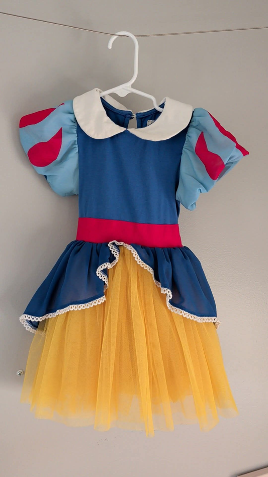( Moq 5 ) Preorder Baby Girls Short Sleeves Princess Yellow Tulle Knee Length Dress