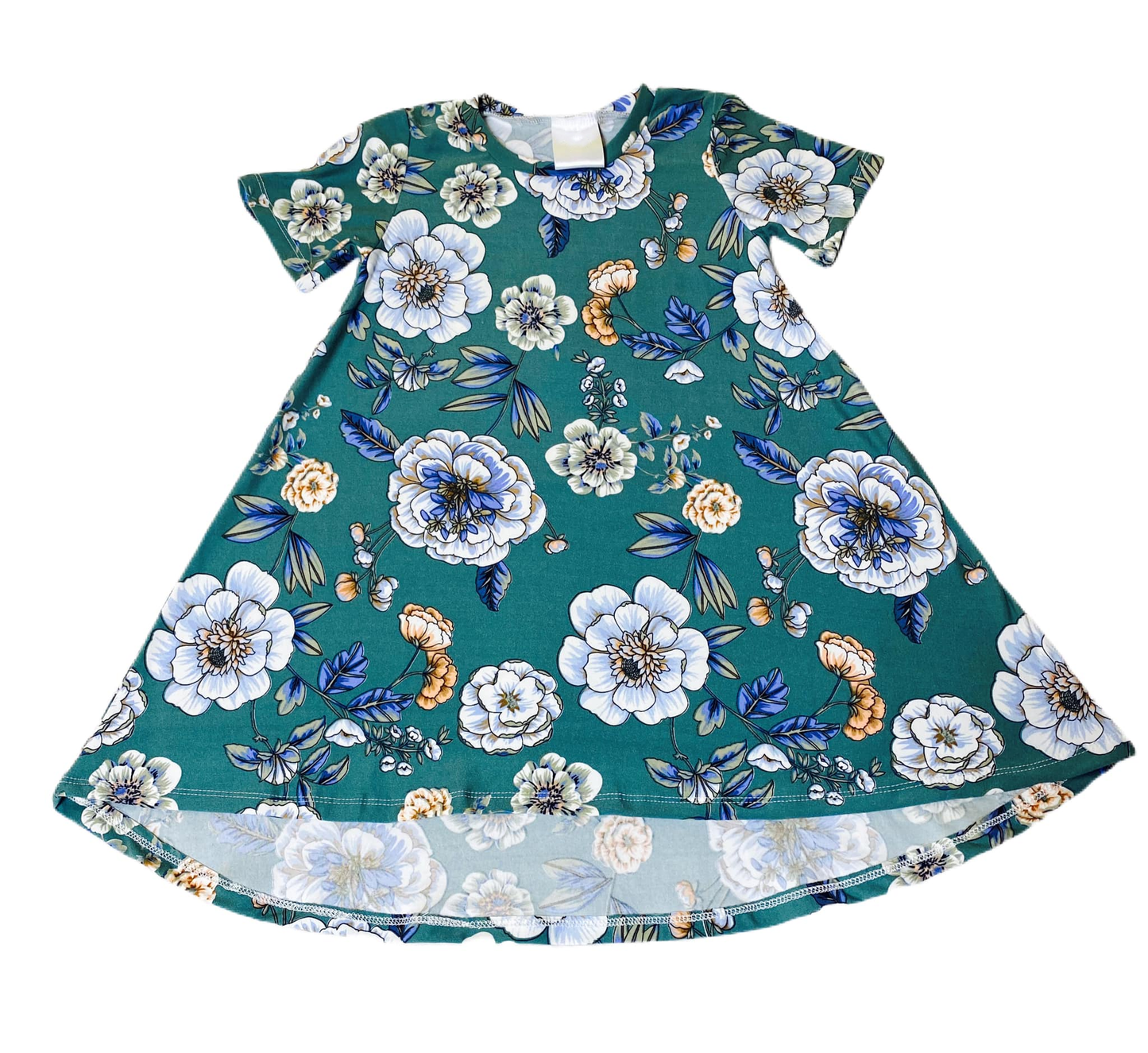 ( Moq 5 ) Preorder Baby Girls Short Sleeves Flower Knee Length Green Dress