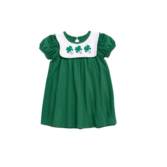 ( Moq 5 ) Preorder Baby Girls Short Sleeves Clovers Bows St. Patrick's Day Green Dress