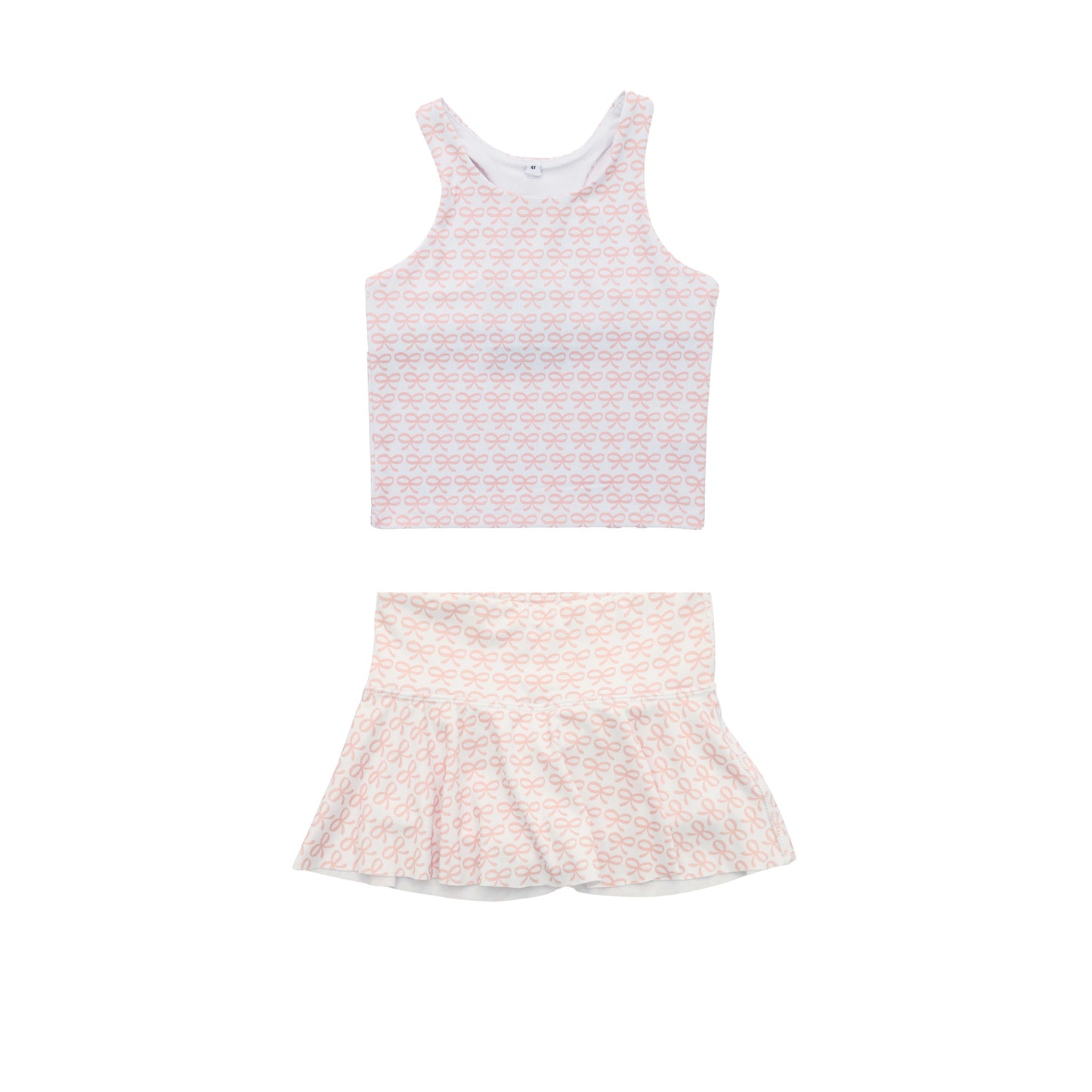 ( Moq 5 ) Preorder Baby Girls Sleeveless Bows Tops Skirt Shorts Yoga Clothes Set