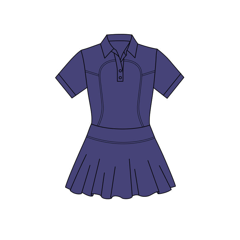 ( Moq 5 ) Preorder Baby Girls Purple Short Sleeves Buttons Yoga Knee Length Dress