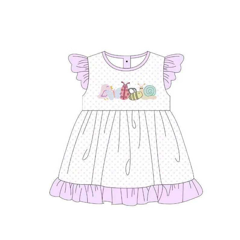 ( Moq 5 ) Preorder Baby Girls Kids Short Sleeves Animals Knee Length Dress