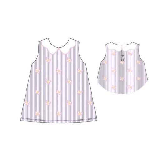 ( Moq 5 ) Preorder Baby Girls Sleeveless Butterfly Stripes Knee Length Dress