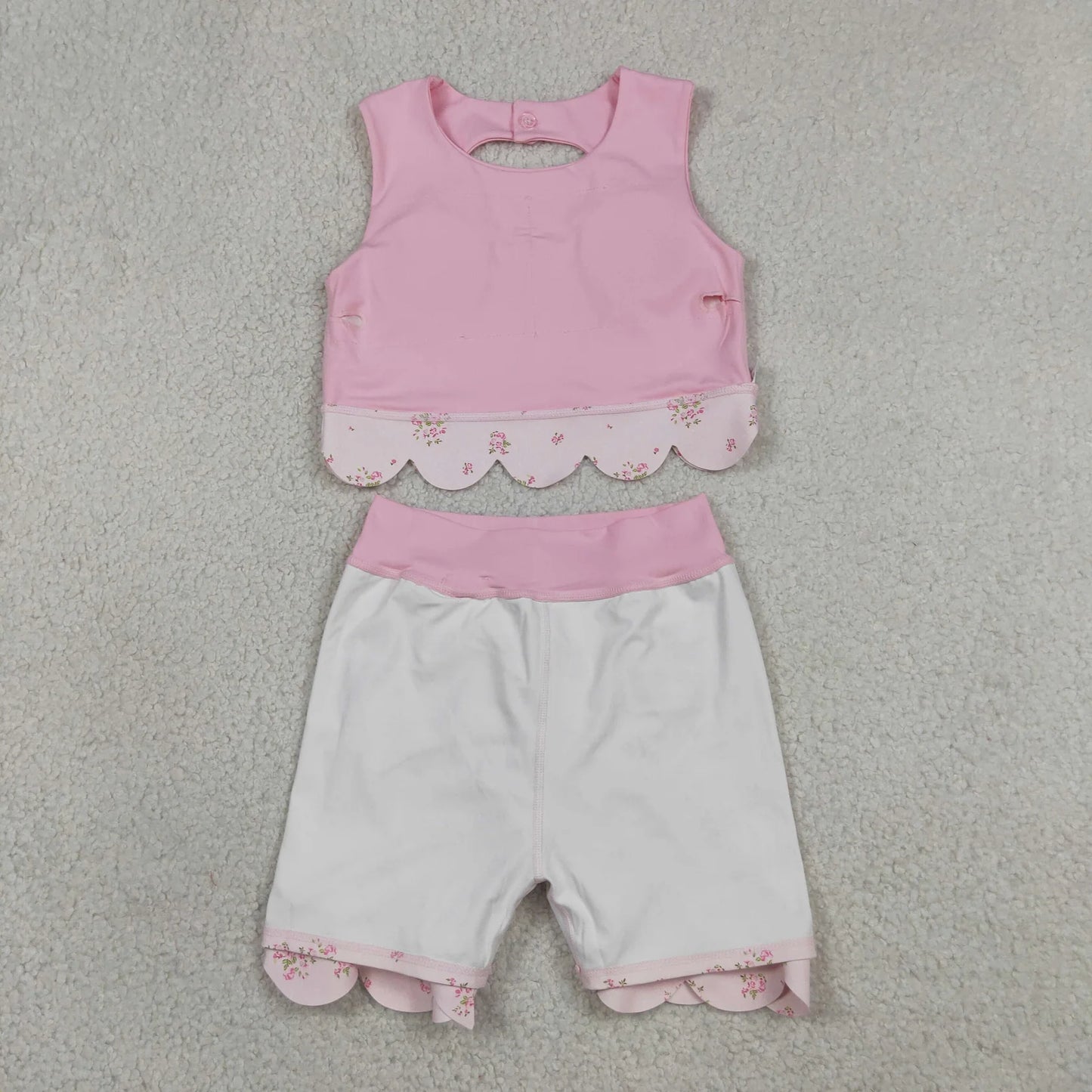 Sibling Baby Girls Kids Sleeveless Tops Bows Skirt Shorts Yoga Clothes Sets RTS