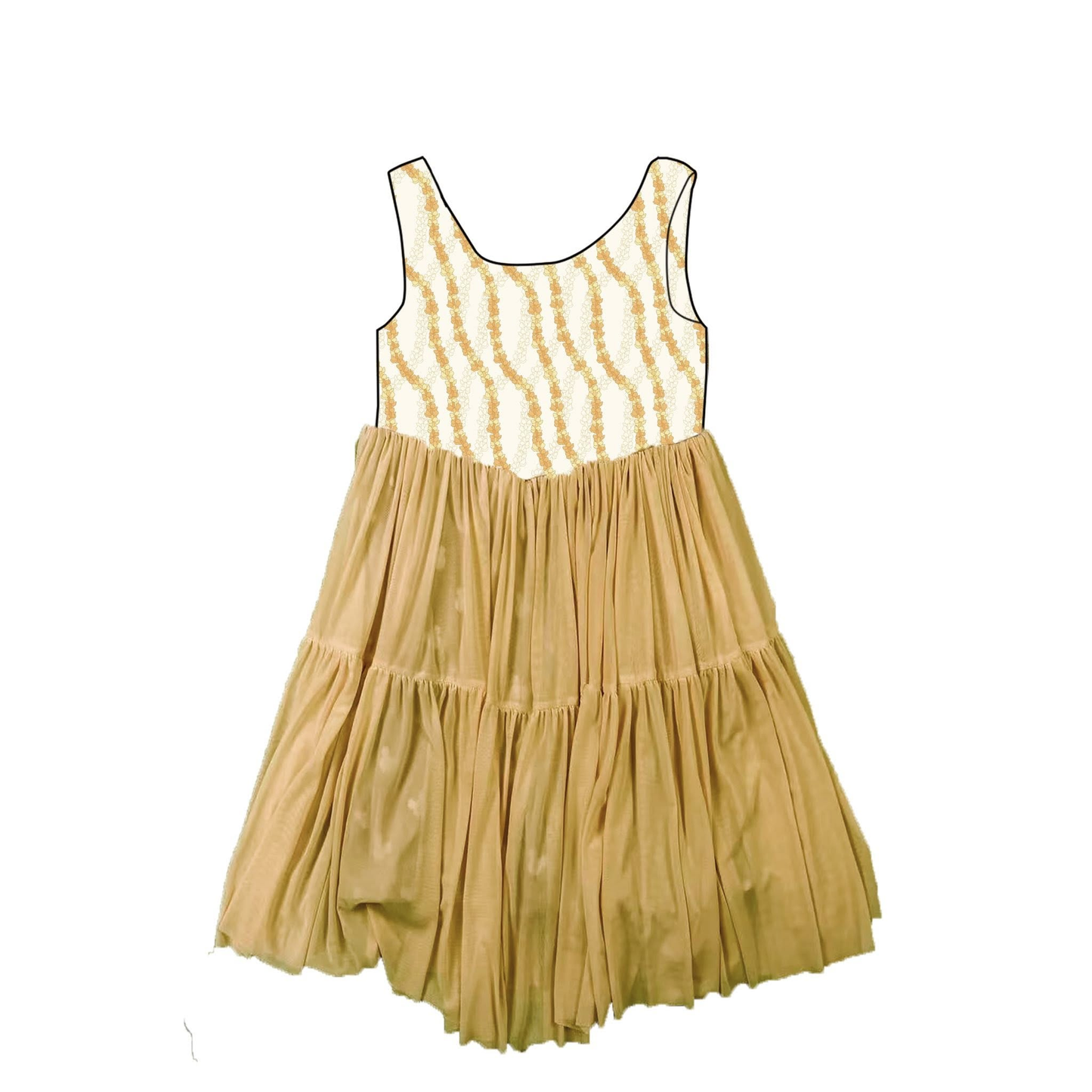 ( Moq 5 ) Preorder Baby Girls Kids Sleeveless Floral Yellow Knee Length Dress
