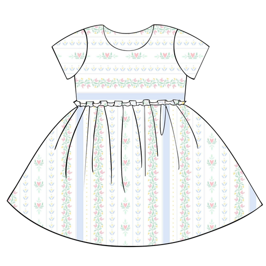 ( Moq 5 ) Preorder Baby Girls Short Sleeves Flower Hearts Valentines Knee Length Dress