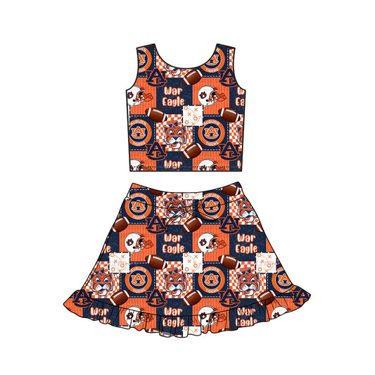 ( Moq 5 ) Preorder Baby Girls Kids Tigers Football Tops Shorts Skirt Team Yoga Clothes Set