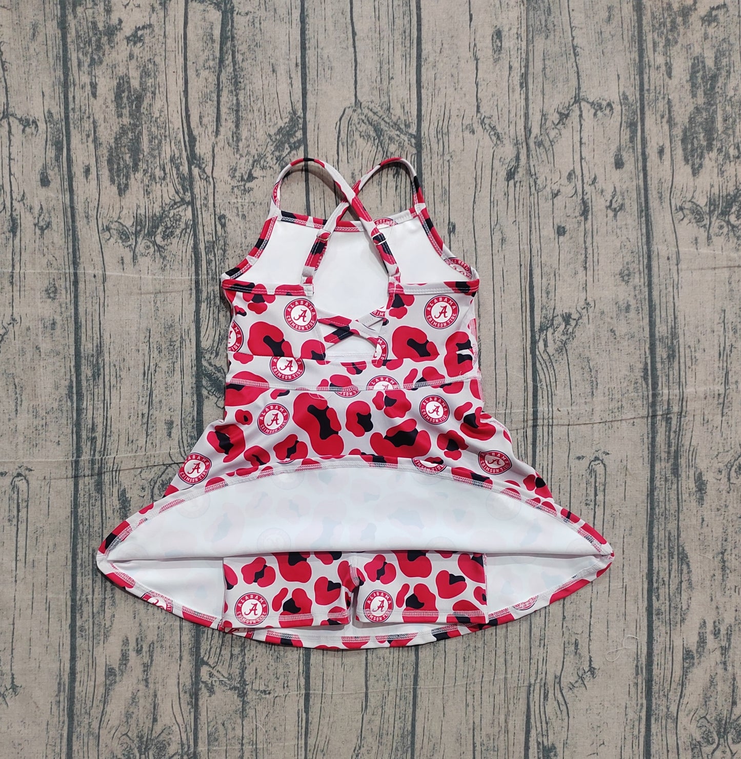 Baby Girls Kids Straps Red Leopard A Team Yoga Active Shorts Knee Length Dress RTS