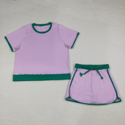 Sibling Adult Women Short Sleeves Shirts Skirts Shorts Summer Clothes Cotton Woman Sets RTS