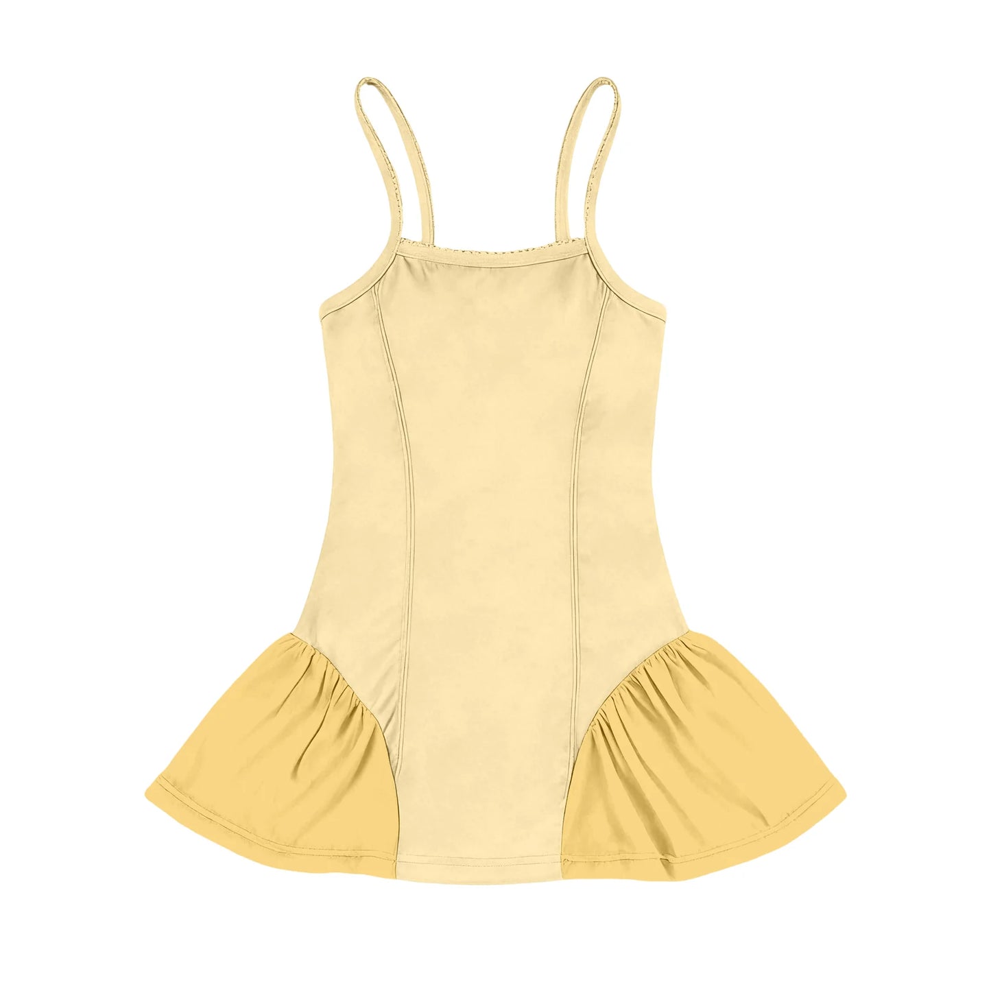 ( Moq 5 ) Preorder Baby Girls Kids Straps Yellow Yoga Active Knee Length Dress