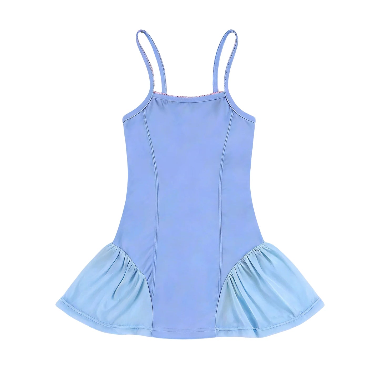 ( Moq 5 ) Preorder Baby Girls Kids Straps Blue Yoga Active Knee Length Dress