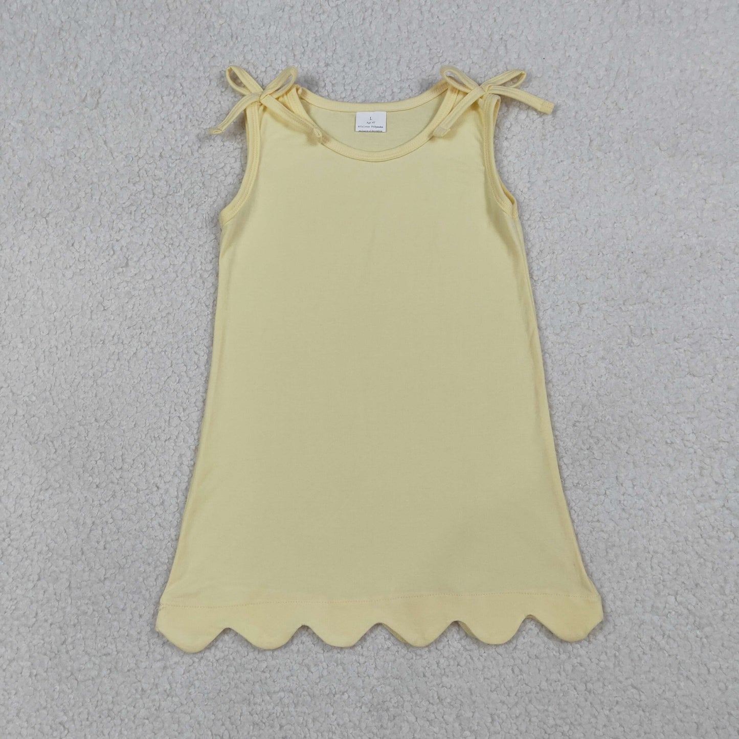 Sibling Baby Girls Kids Bows Sleeveless Cotton Scallop Knee Length Dresses RTS