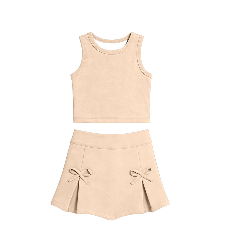 ( Moq 5 ) Preorder Baby Girls Kids Sleeveless Tops Shorts Skirt Summer Yoga Active Clothes Set