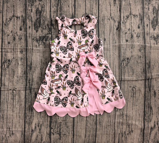 ( No moq ) Preorder Baby Girls Kids Ducks Bows Yoga Active Scallop Dress Hunting Clothes
