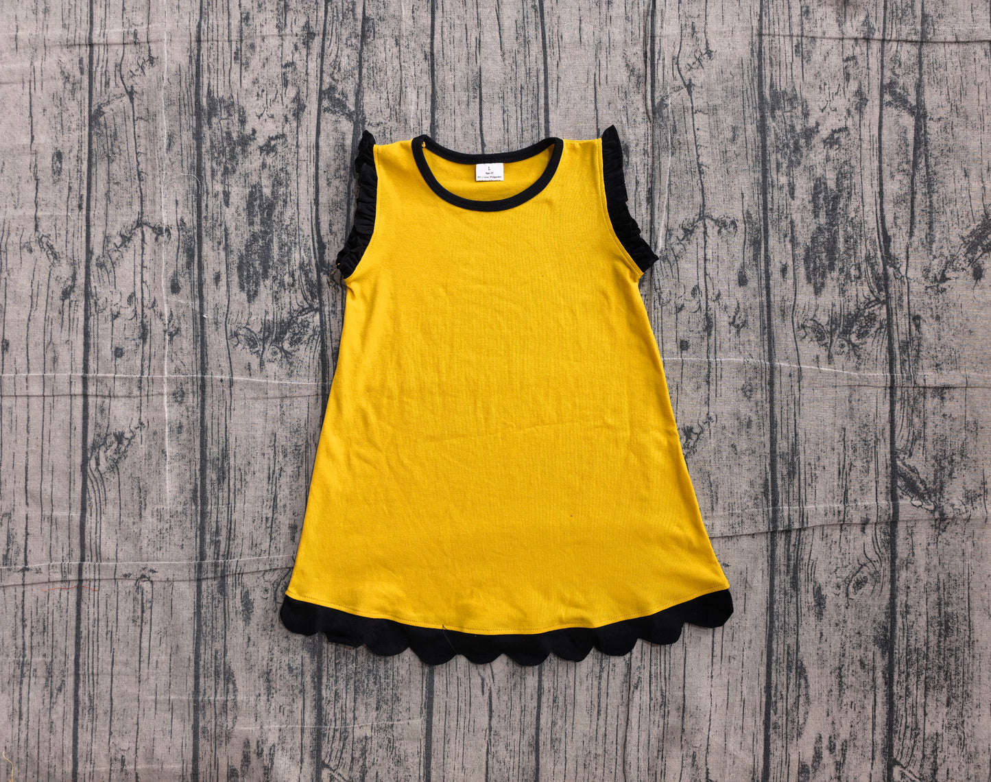 ( No moq ) Preorder Baby Girls Kids Sleeveless Scallop Knee Length Dress Cotton Clothes