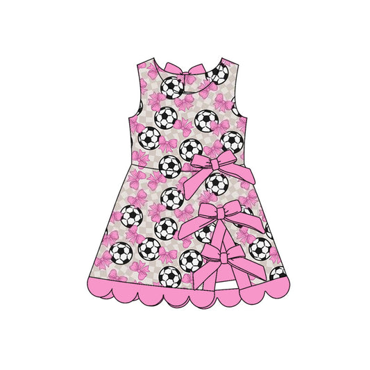 ( Moq 5 ) Preorder Baby Girls Kids Soccer Bows Scallop Yoga Active Pink Dress