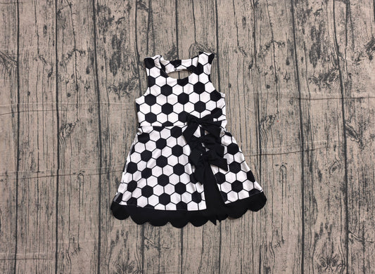 ( No moq ) Preorder Baby Girls Kids Soccer Bows Scallop Yoga Active Black Dress