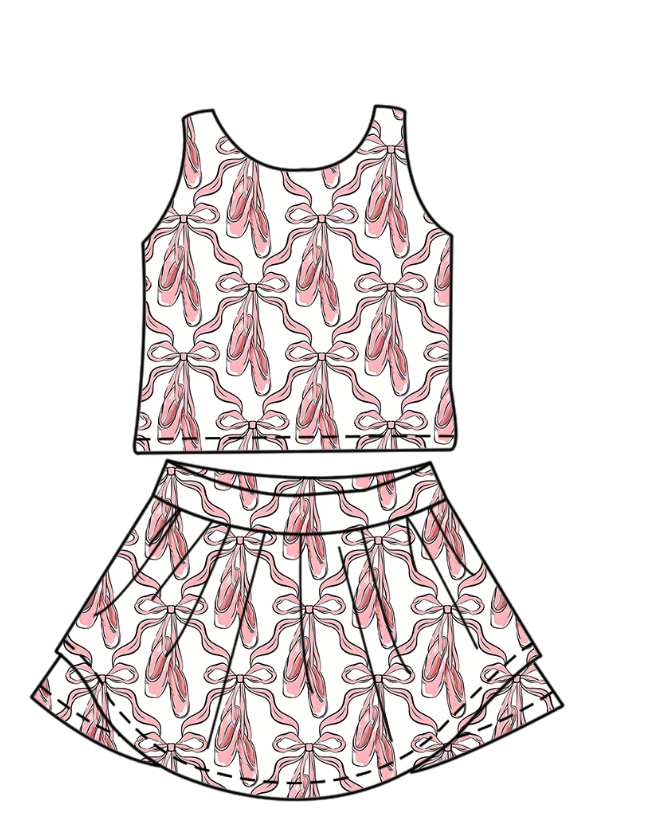 ( Moq 5 ) Preorder Baby Girls Kids Bows Shoes Tops Skirt Shorts Set Yoga Active Clothes