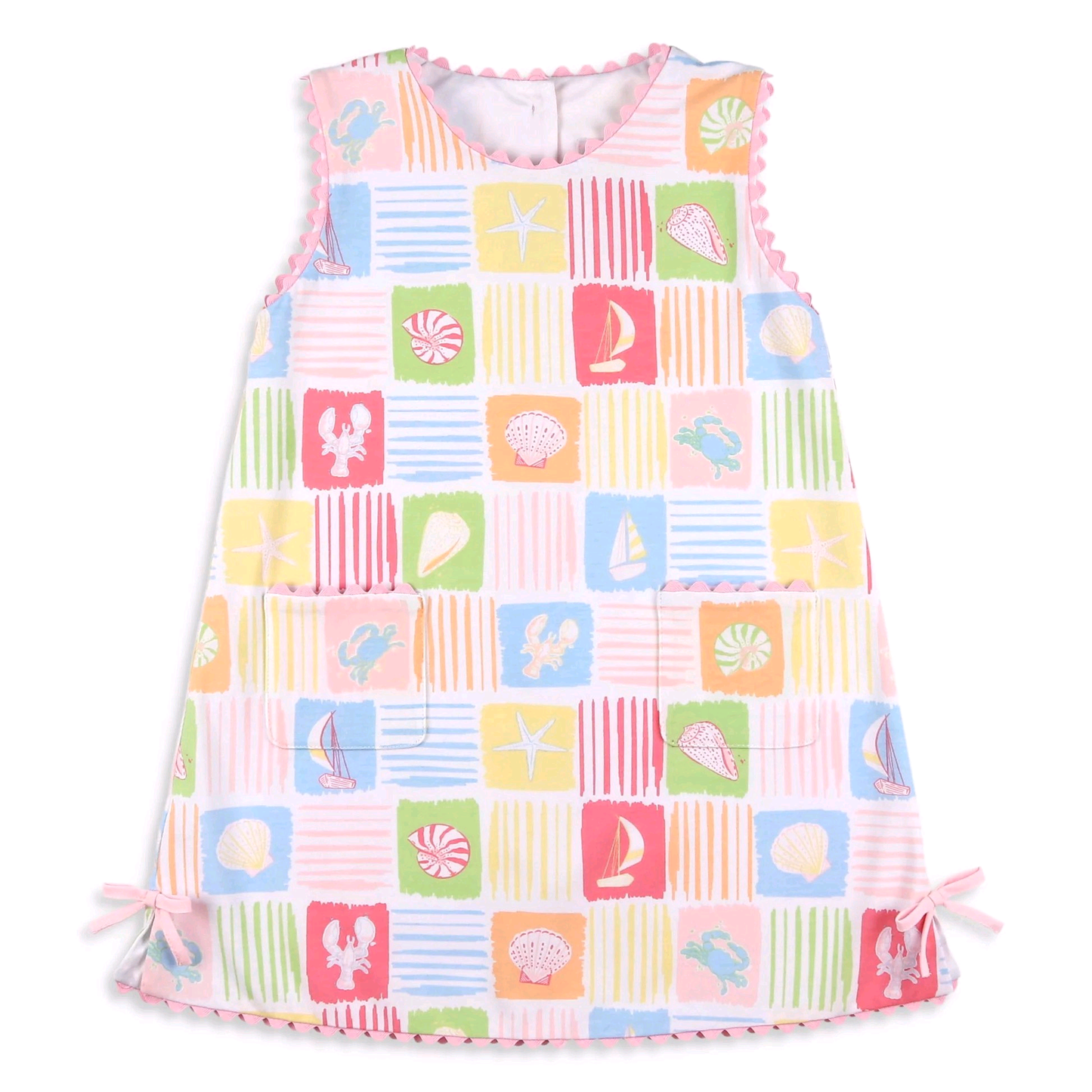 ( Moq 5 ) Preorder Baby Girls Kids Sleeveless Shell Plaid Bows Knee Length Dress