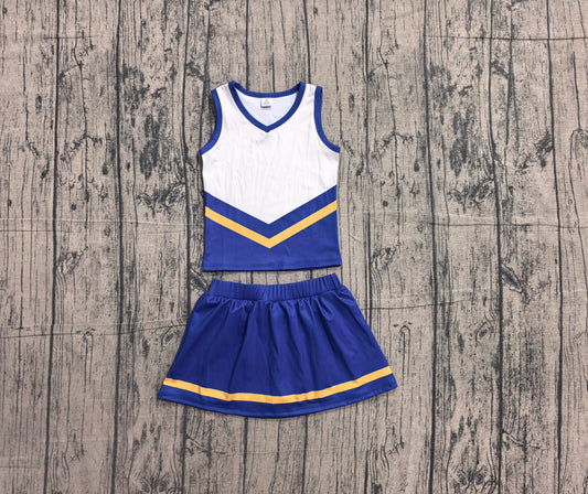 ( No moq ) Preorder Baby Girls Kids Sleeveless Tops Blue Skirt Shorts Set Yoga Active Team Clothes