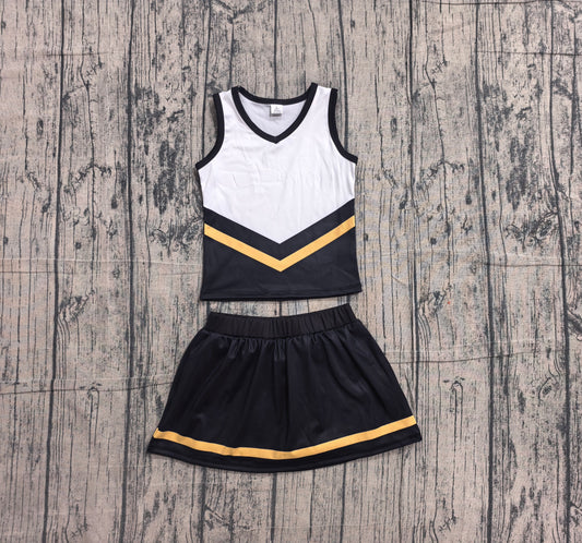 ( No moq ) Preorder Baby Girls Kids Sleeveless Vest Black Skirt Shorts Set Yoga Active Team Clothes