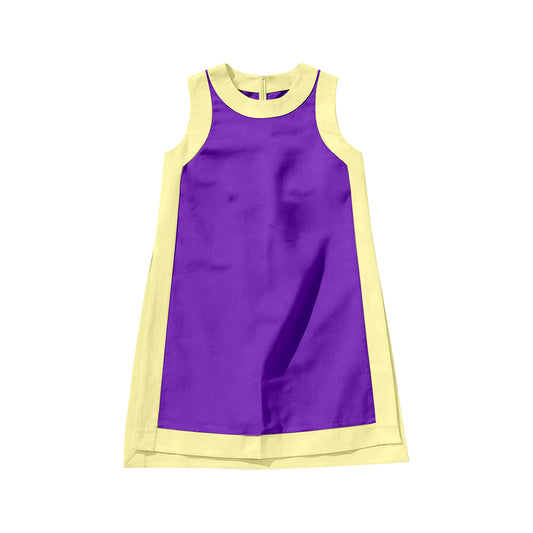 ( Moq 5 ) Preorder Baby Girls Kids Sleeveless Built-in Shorts Purple Yellow Dress Clothes