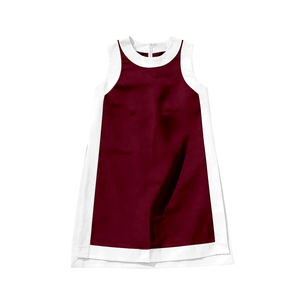 ( Moq 5 ) Preorder Baby Girls Kids Sleeveless Built-in Shorts Dark Red Dress Clothes