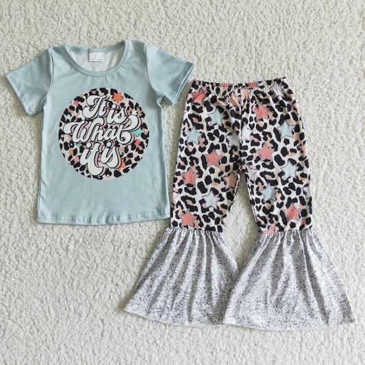 Promotion Baby Girl Stars Leopard Bell Pants Set RTS