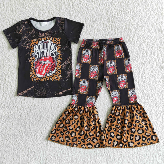 Promotion Baby Girl Singer Leopard Bell Pants Music Outfit RTS