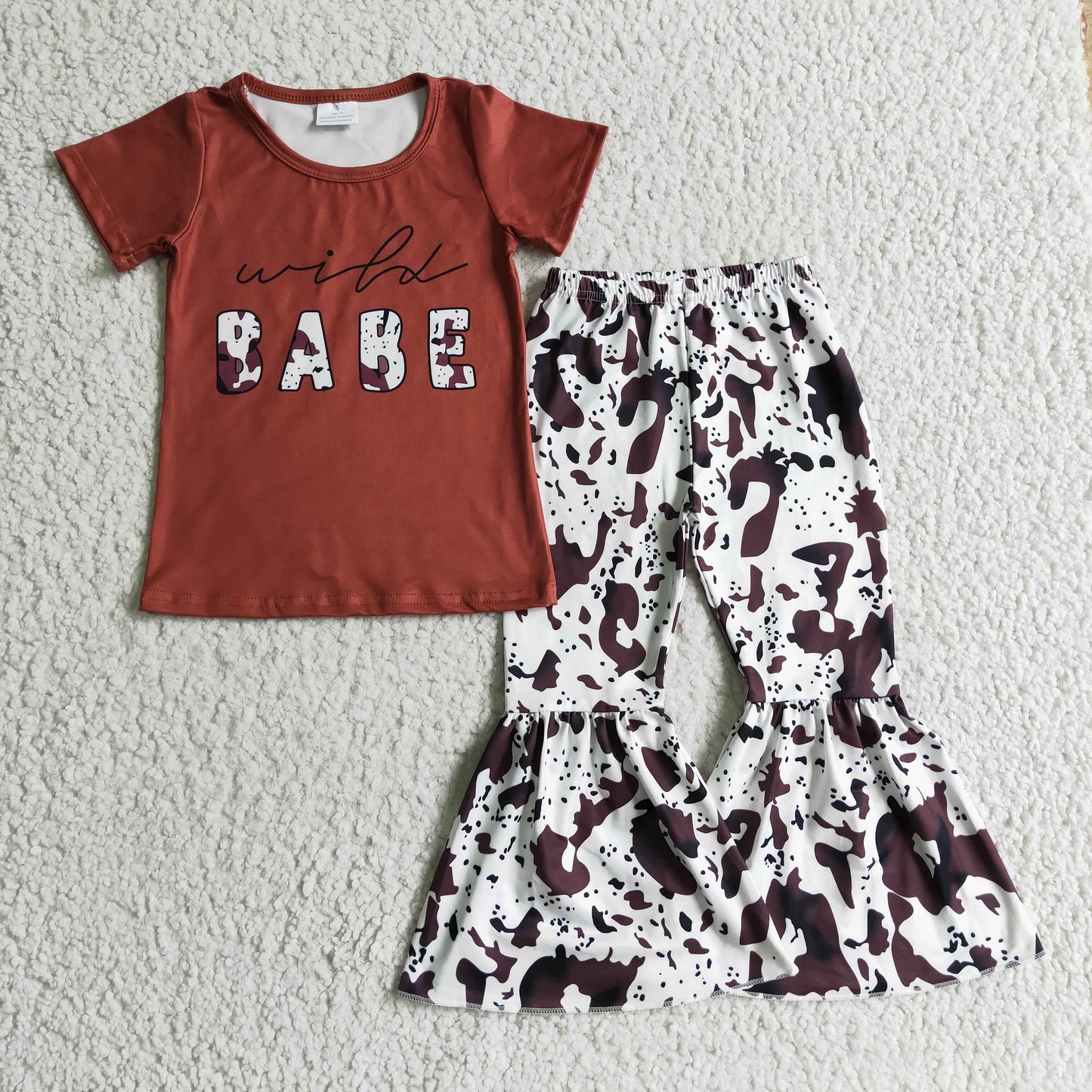 Promotion Baby Girl Wild Babe Cow Bell Pants Western Outfit