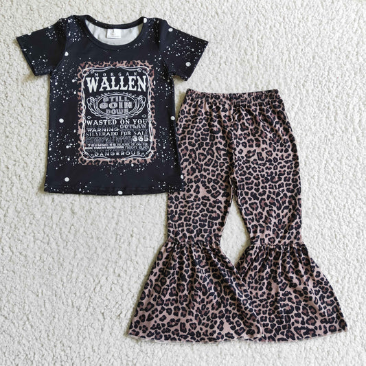 Promotion Baby Girl Singer Leopard Bell Pants Singer Outfit
