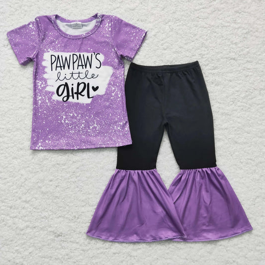 Promotion Baby Girl Kids Pawpaw's Little Girl Purple Bell Cotton Pants Set RTS