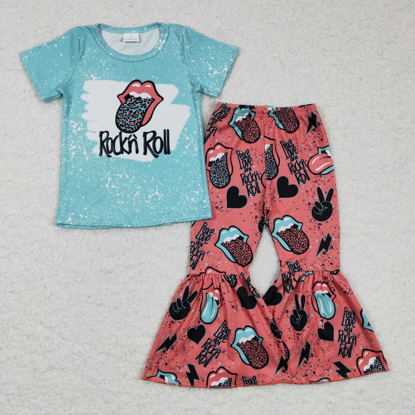 Promotion Baby Girl Short Sleeves Singer Shirt Leopard Bell Pants Outfit
