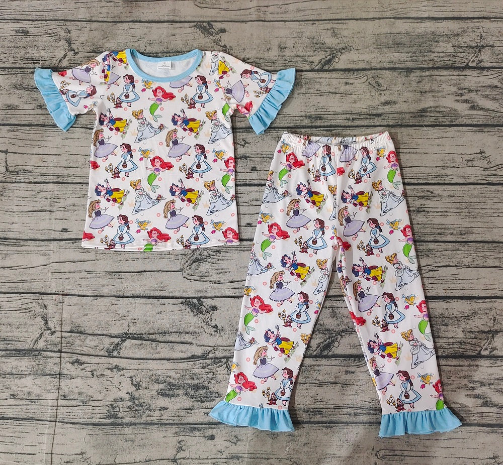 Baby Girl Short Sleeves Shirt Pants Princess Pajamas Set