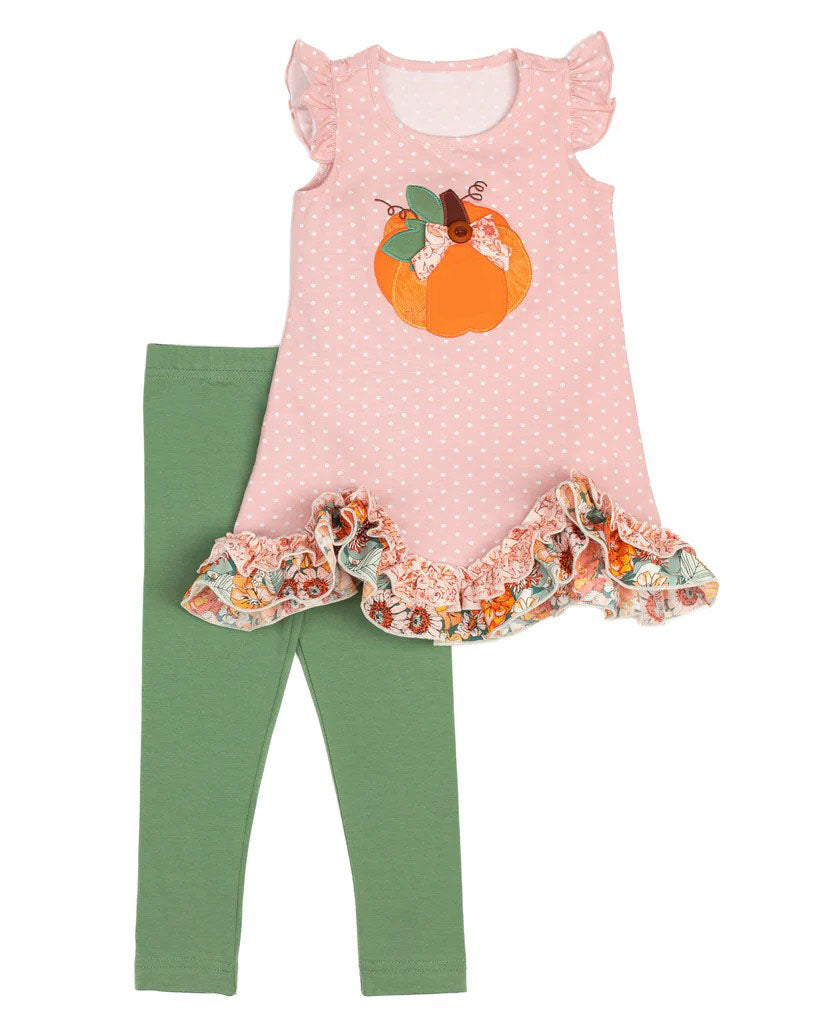 Pre-order Baby Girl Pumpkin Pink Tunic Green Pants Set