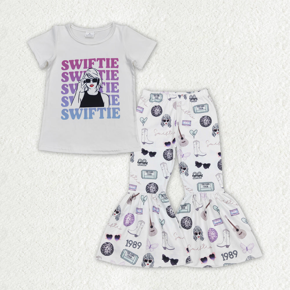 Baby Girl Short Sleeves Singer Shirt Bell Pants Clothes Set
