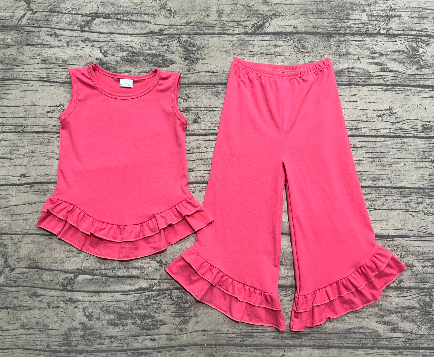 Baby Girl Sleeveless Tops Ruffle Bell Pant Pink Set RTS