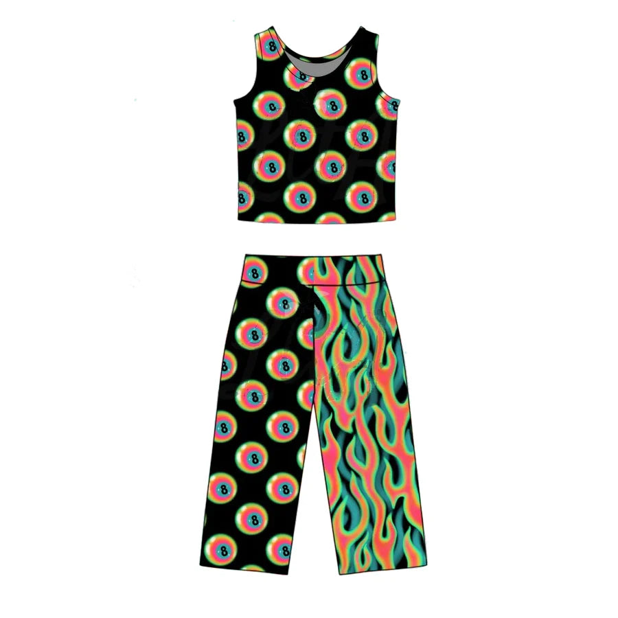 ( Moq 5 ) Preorder Baby Girls Kids Sleeveless Balls Tops Pants Set Clothes