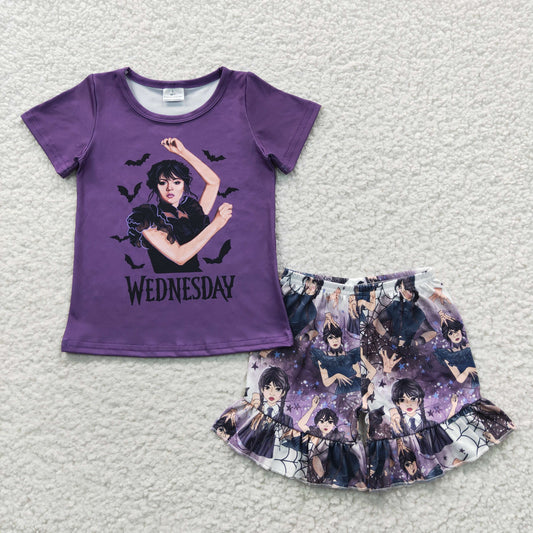 Promotion Baby Girl Black Short Sleeves Shirt Ruffle Shorts Summer Movie Outfit