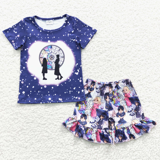 Promotion Baby Girl Summer Blue Short Sleeves Shorts Movie Outfit