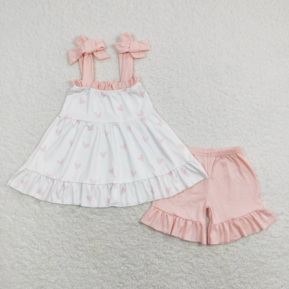 Baby Boy Girl Valentines Hearts Sibling Romper Outfit Clothing Set