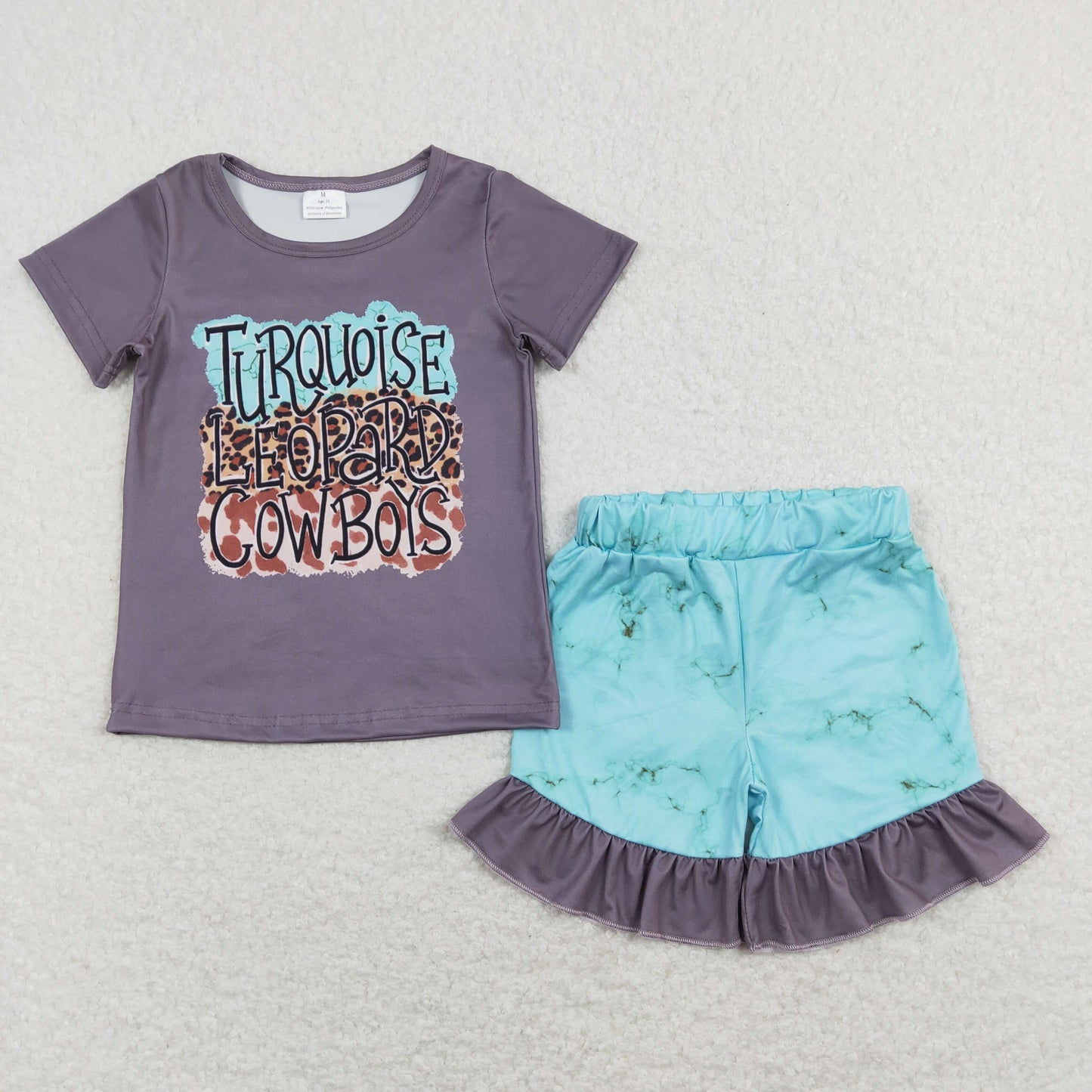 Baby Girl Short Sleeves Western Shirt Ruffle Shorts Sibling Clothes Set RTS
